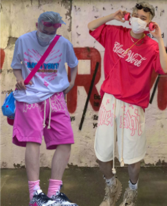 European and American retro summer new American shorts foam printed pants men's and women's casual loose pants trend
