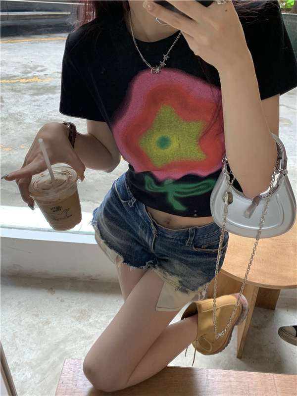[Feimao (Yimao)] round neck printed Casual Short Sleeve T-shirt z-4159\lsl