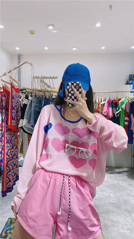 [Danny] casual color contrast love sunscreen shirt aj188 \gyj