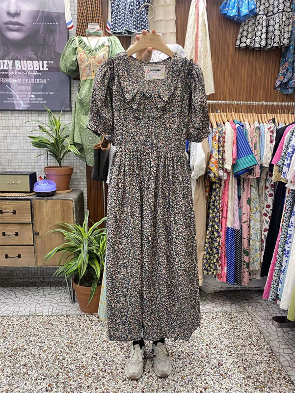 Original price 108.99! [suzybubble] retro romantic floral Lantern Sleeve Dress ys1-765\wpl