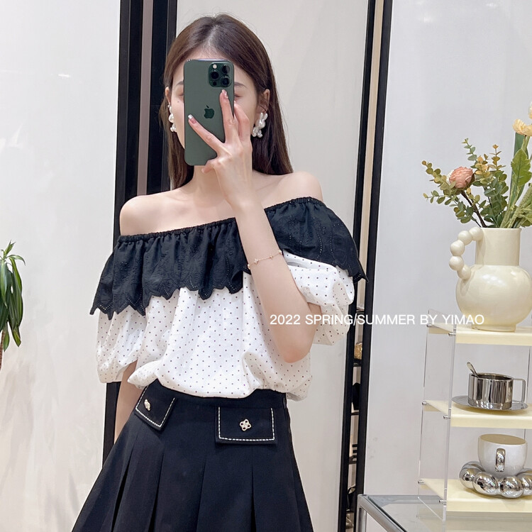 [Feimao (Yimao)] French sweet one shoulder Polka Dot Shirt ym-8175\lsl
