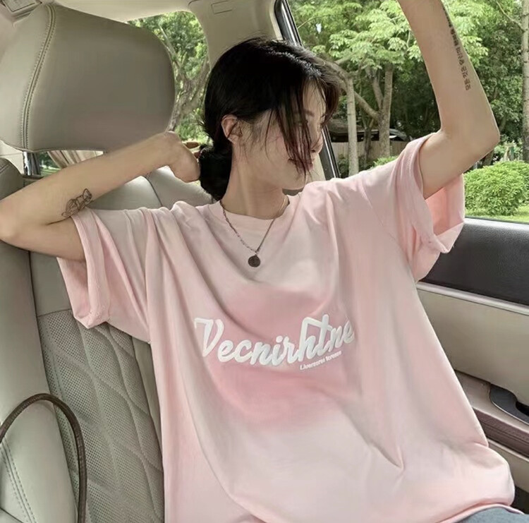 [j.2] simple and versatile letter short sleeve T-shirt 0869\lsw