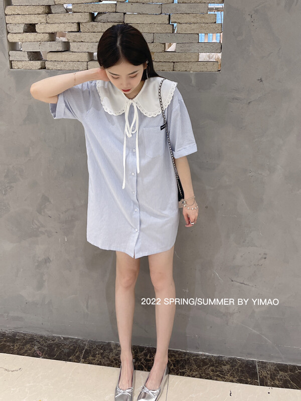 [Feimao (Yimao)] doll neck single pocket lace up dress z-4223\lsl