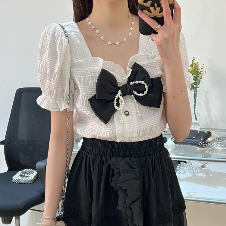 [Feimao (Yimao)] lady sweet bow bubble sleeve blouse ym-8178\lsl