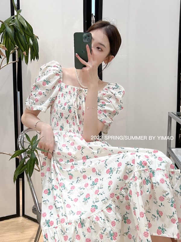[Feimao (Yimao)] square neck floral dress z-4177# LSL