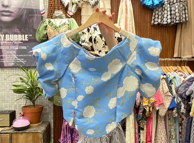 [suzybubble] fresh, simple and fashionable short color matching shirt 6133# WPL