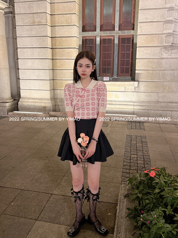 [Feimao (Yimao)] Korean slim and versatile knitted shirt ym-7841\lsl