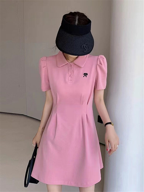 [CCJ] casual letter polo collar dress 8216 \hjy