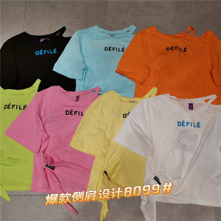 [tangdou original] letter round neck fashion short sleeve T-shirt 8099# WTT
