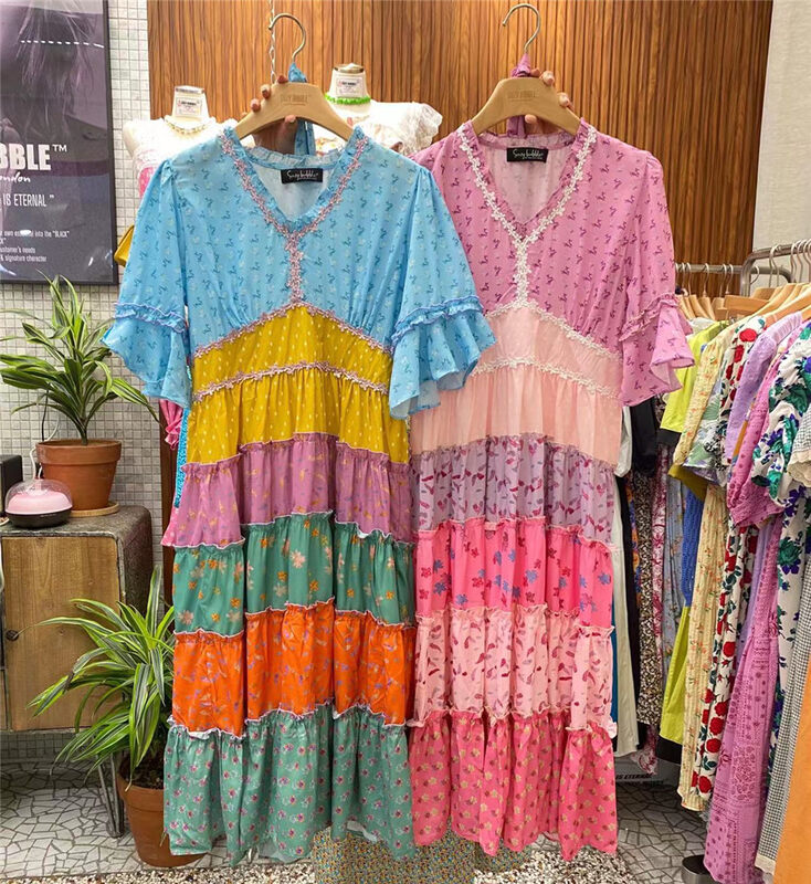 [suzybubble] Korean style color blocked print dress ys1-1011\wpl