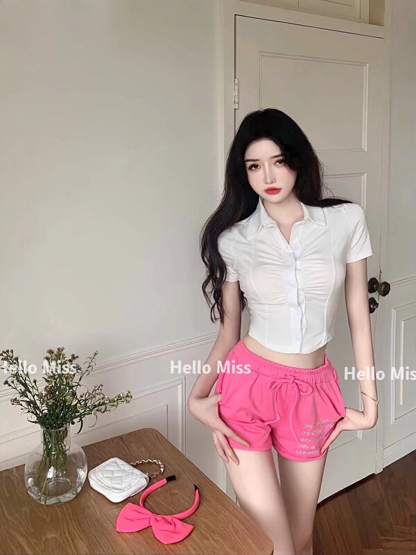 [Hello Miss] street style Sweatshirt + casual Shorts Set ys1-6125# PCZ