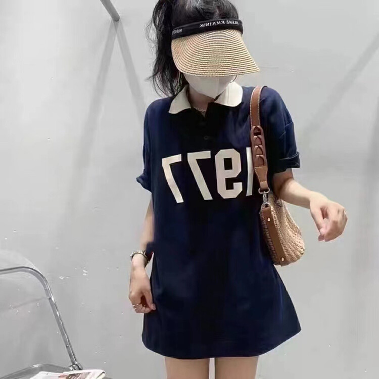 [j.2] personalized digital color block Polo neck loose short sleeve T-shirt 4595\lsw
