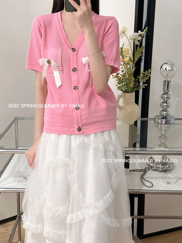 [Feimao (Yimao)] bowknot single breasted knitted cardigan ym-937# LSL