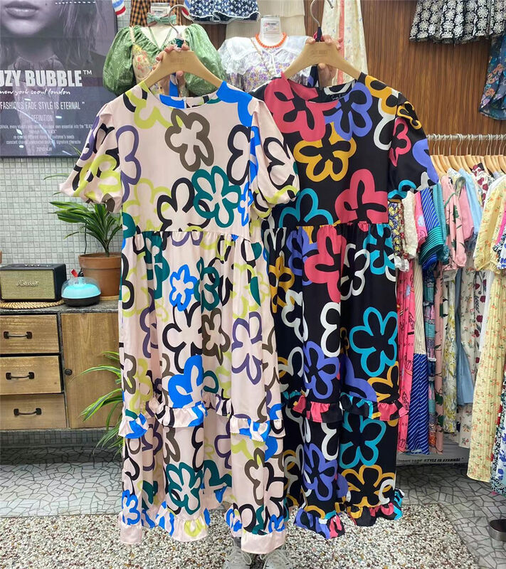 [suzybubble] fashionable flower color contrast personalized dress 6275# WPL