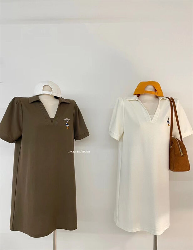 [UNC be] Donald Duck embroidery versatile polo collar dress 3115\xyy