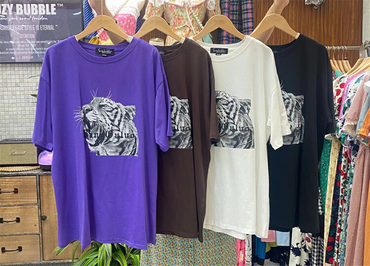 [suzybubble] casual loose tiger head printed short sleeve T-shirt 8923\wpl