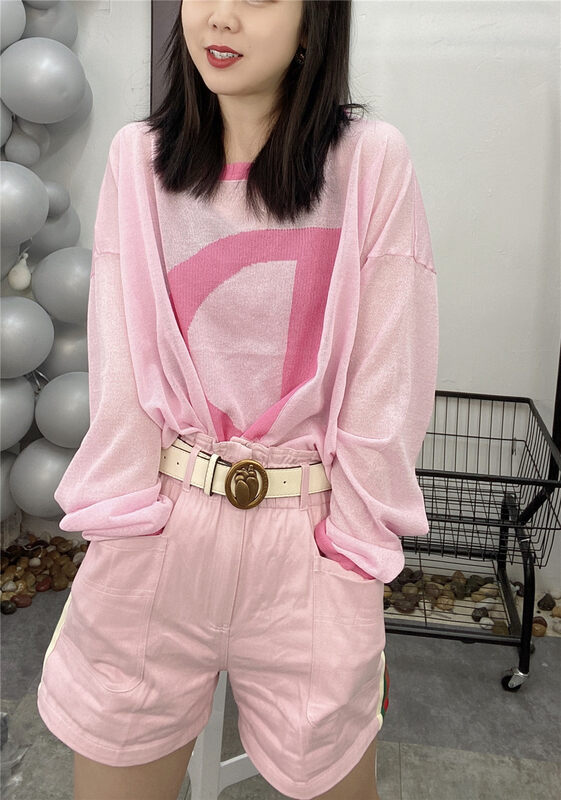 [Danny] color blocked high waist comfortable casual shorts (with belt) 77657\gyj