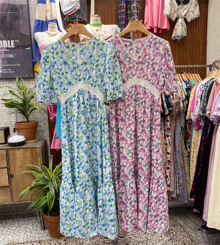 [suzybubble] elegant temperament V-neck floral dress 8043# WPL