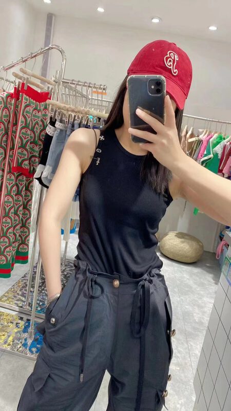[Dani] simple round neck tank top / suspender (with detachable decoration) 77671\gyj