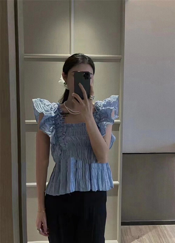 [suzybubble] square neck fly sleeve design shirt 8223 \wpl