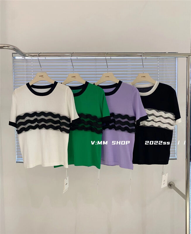 [v:mm] contrast stripe versatile short sleeve shirt 88066\cls