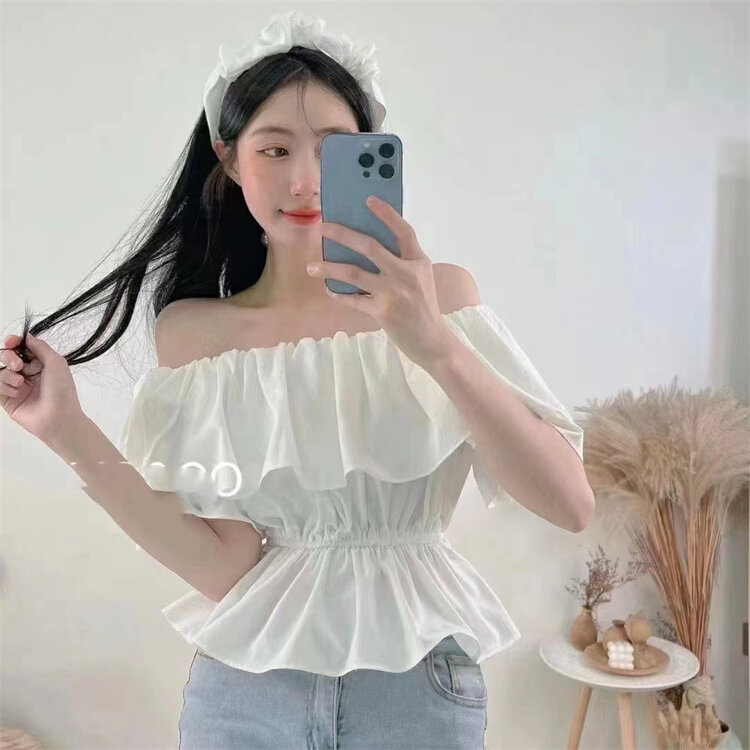 In early summer! [8lei5 ballet] sexy fashion off the shoulder waist shirt (with a scarf) 902\wpl