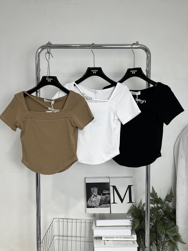 [Fanfan] simple solid color versatile slim short sleeve T-shirt 0073\zxx