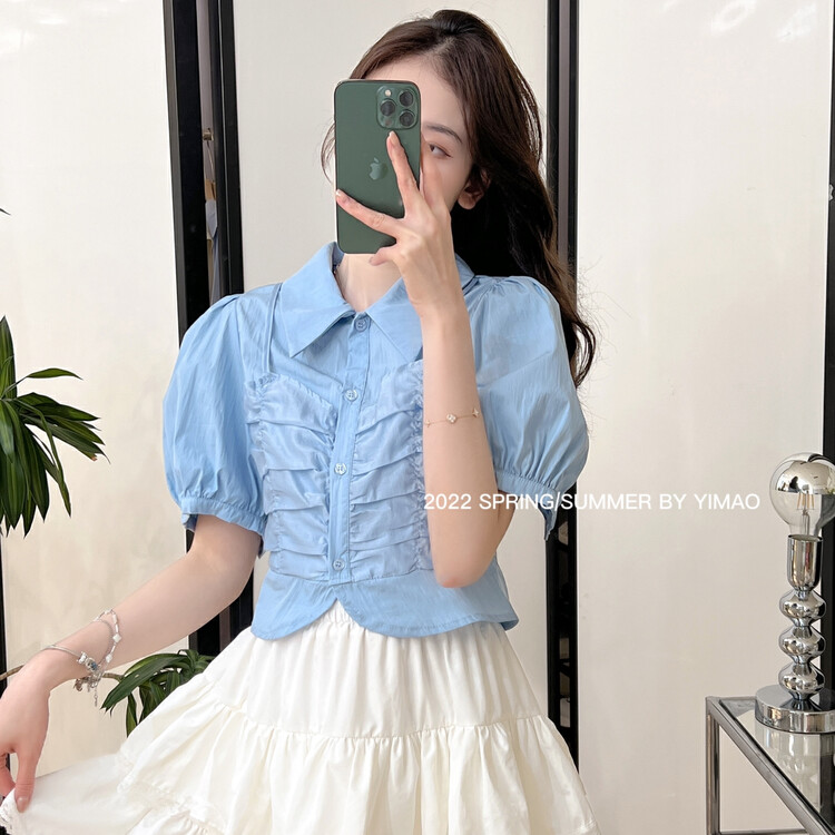 [Feimao (Yimao)] Lapel crimp design short shirt z-316\lsl