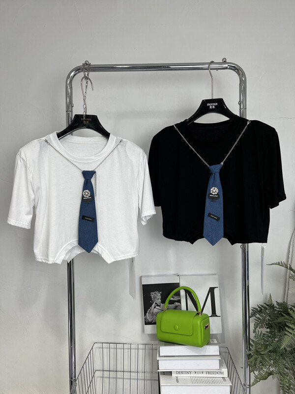 [Fanfan] leisure college style Pullover short sleeve T-shirt (with tie) 276\zxx