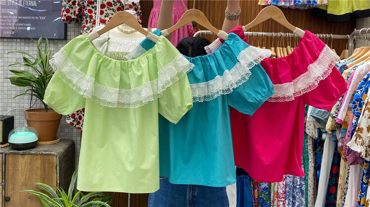 [suzybubble] ladies' off shoulder versatile short sleeve shirt ys3-915\wpl