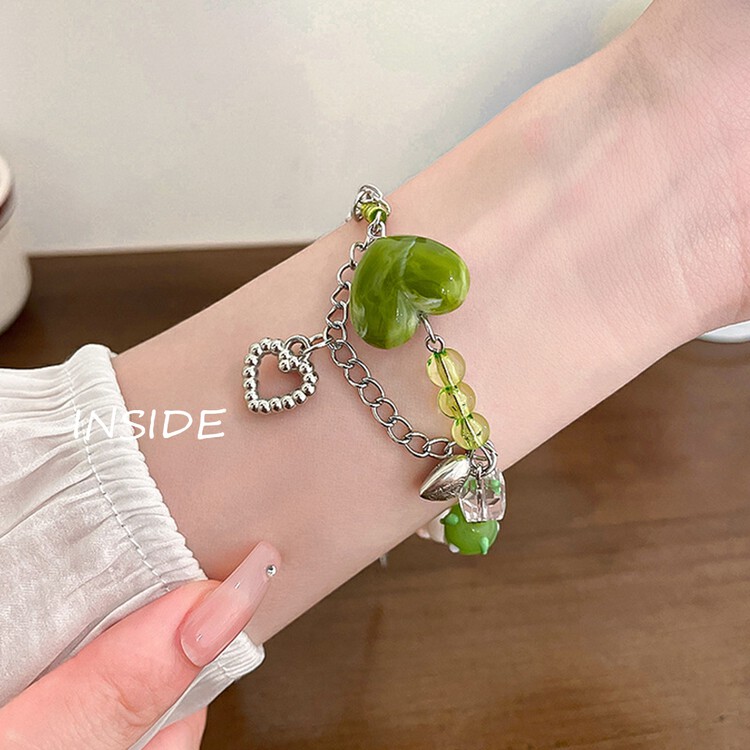 [inside] Korean girl's small Fresh Mushroom Flower Crystal Love Design Bracelet s3371# zxl