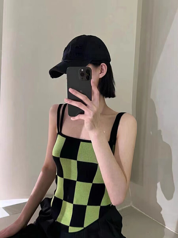 [I do do] personalized checkerboard short vest / suspender 8215-1# JJ