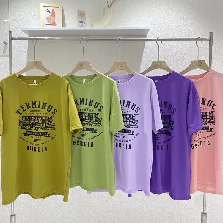 [j.2] printed Pullover versatile short sleeve T-shirt 8669\lsw