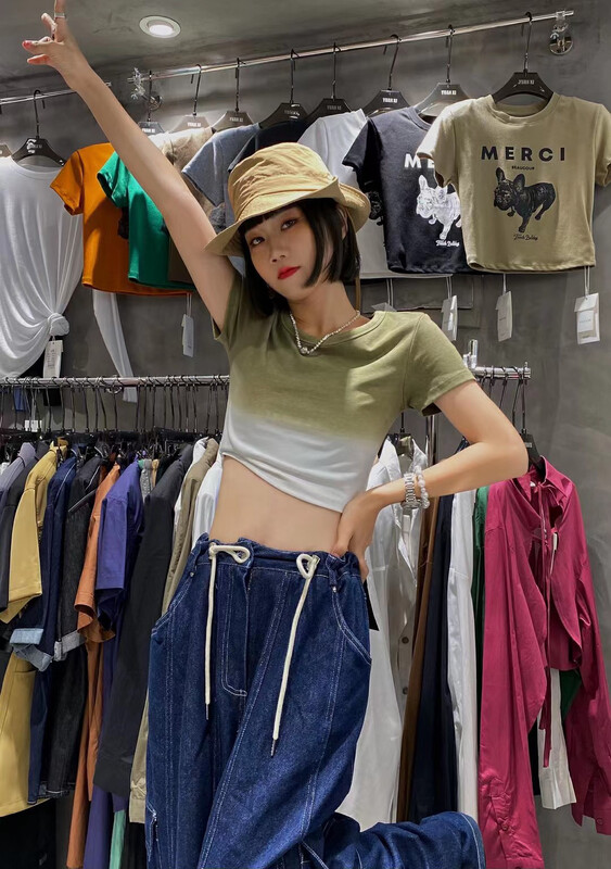 [Yuanxi] design sense tie dyed short sleeve T-shirt a6112\lsl