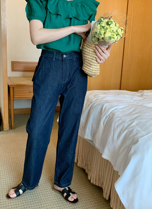 [meet me] high waist straight tube skinny jeans 7012\ll
