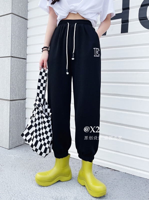 [x2] letter print thin versatile casual pants 8806-1\lsl