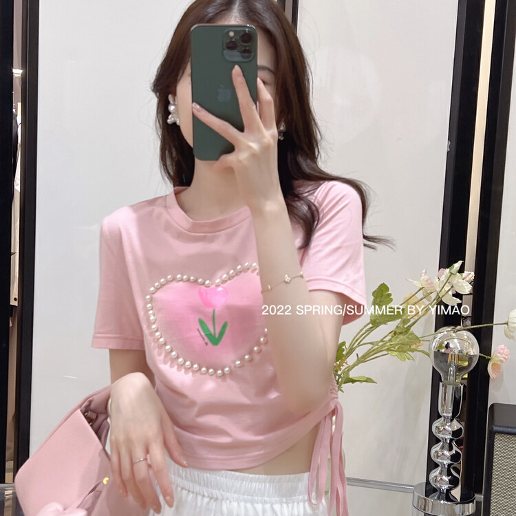 [Feimao (Yimao)] temperament sweet lady versatile short sleeve T-shirt ym-8133# LSL
