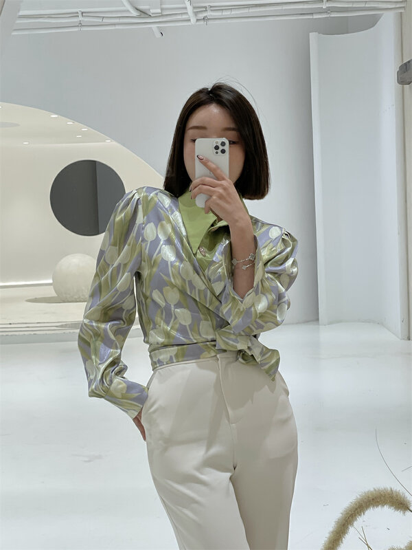 A new year in early spring! [yhpi] niche design single breasted color matching shirt 2555 \jj