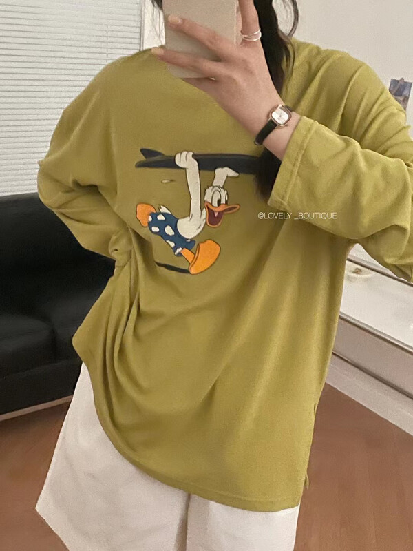 [love] Korean generation aging cartoon Donald Duck printed sun shirt z1173\hbx