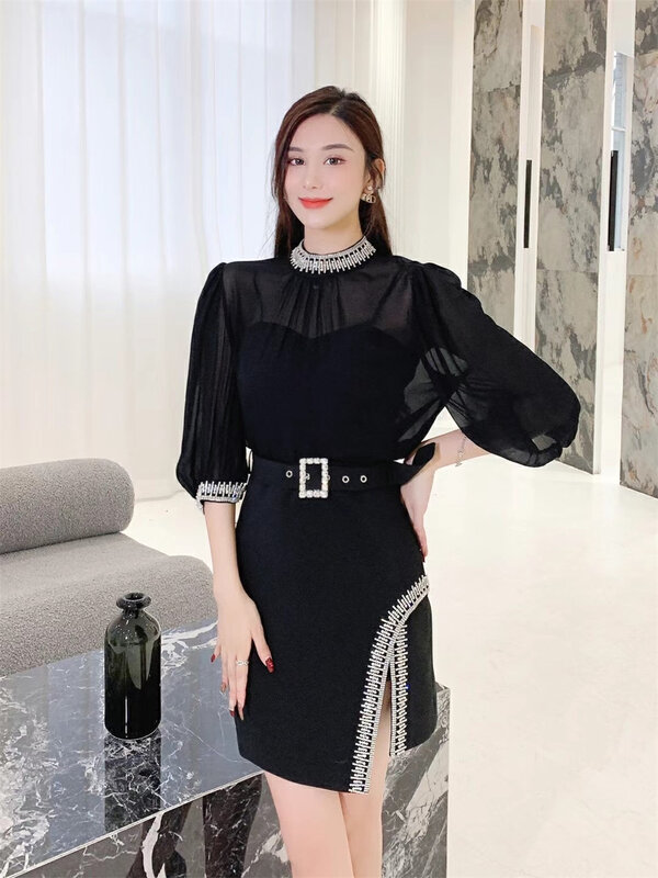 In early summer! [Magnolia] little woman looks thin, slit skirt (with belt) g96# JJ
