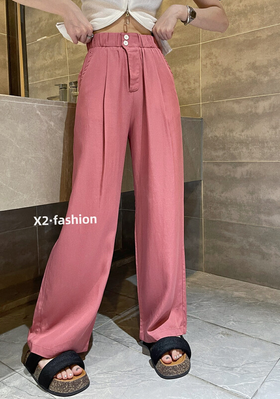 [x2] Korean Satin Chiffon wide leg casual pants 8866-1\lsl