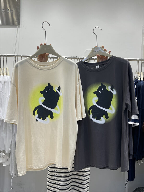 [UNC be] star cat print versatile short sleeve T-shirt 3116\xyy