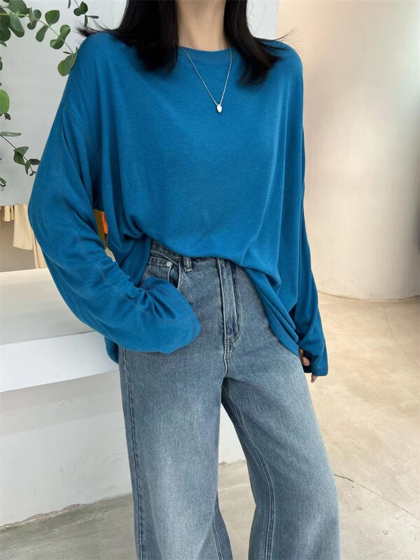 [VI. Liu Liu] solid color long sleeve Pullover sunscreen shirt 75088c# zxl