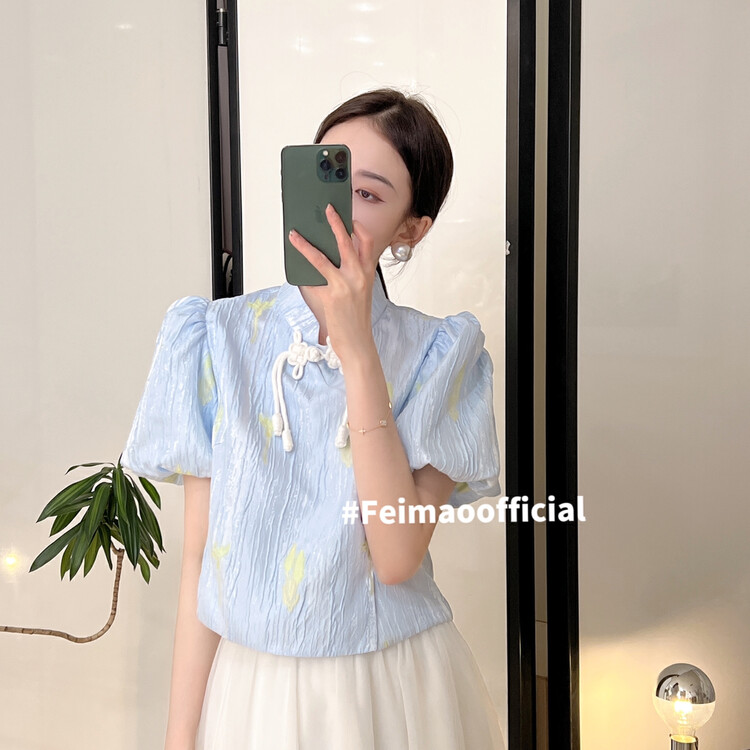 [Feimao (Yimao)] French temperament short bubble sleeve shirt ym-7896\lsl
