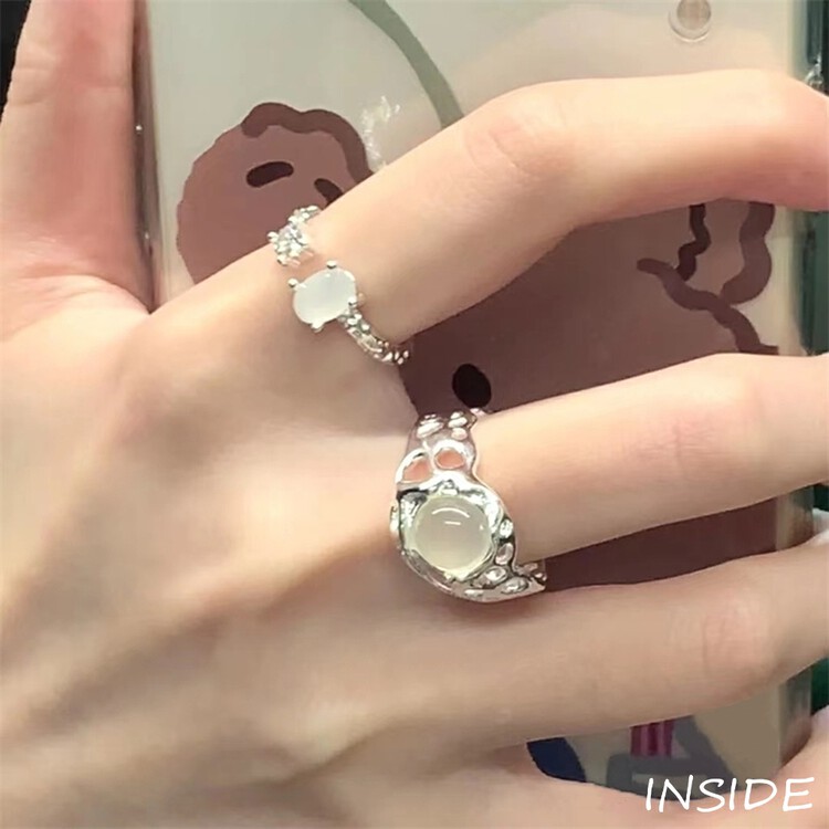 [inside] exquisite high-grade moonlight gem irregular texture ring j3395# zxl