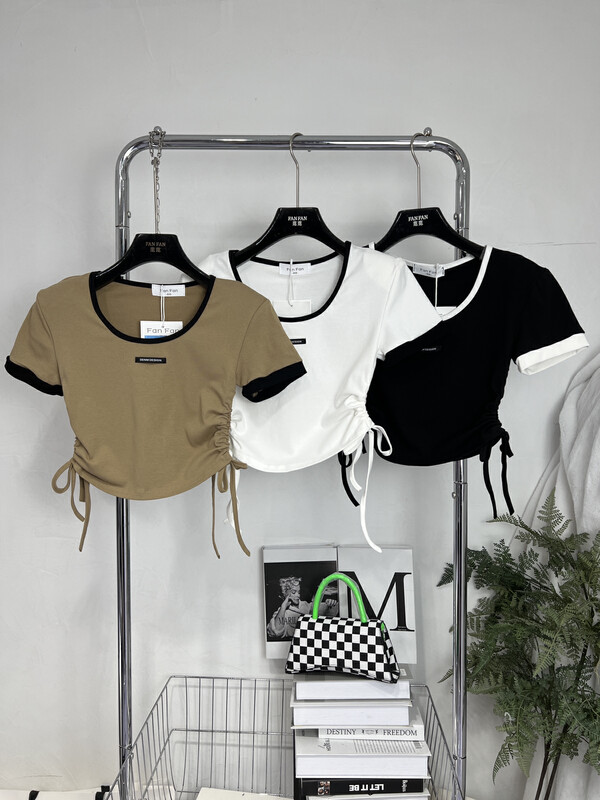 [Fanfan] Korean casual drawstring short sleeve T-shirt 232# zxx