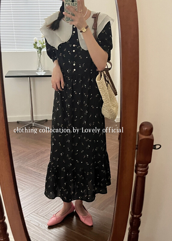 [lovely] French temperament retro age reduced Ruffle collar dress s1608\hbx