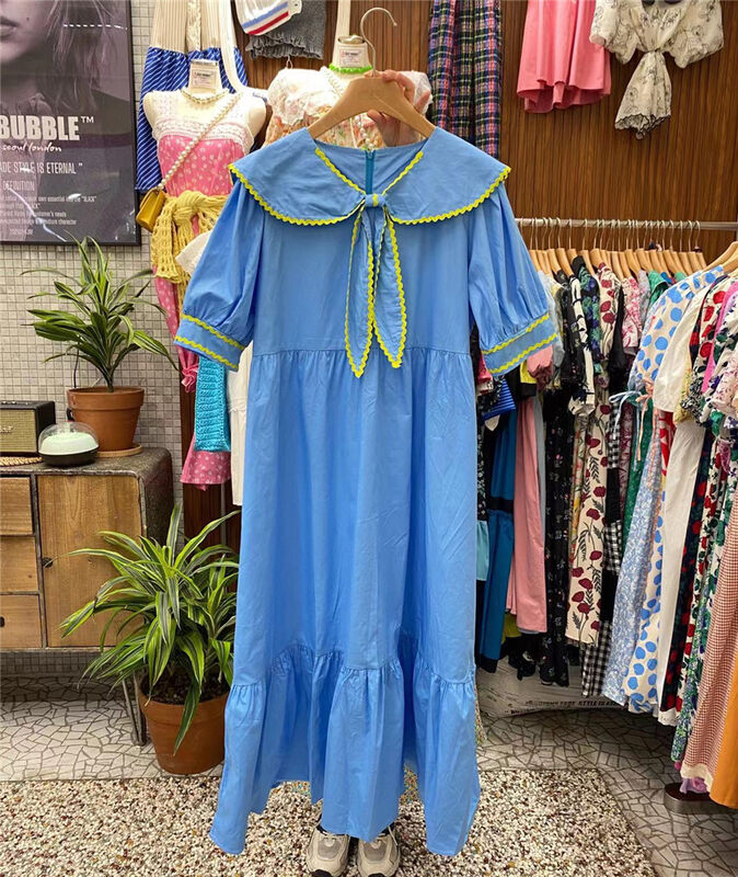 [suzybubble] fashion lace up contrast color baby collar dress 22326\wpl