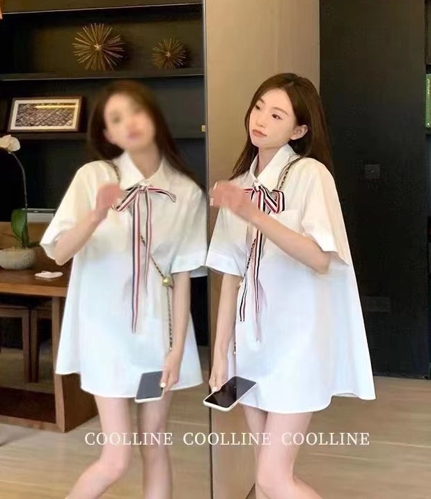[I do do] medium length loose and versatile shirt (not detachable with tie) 6088# JJ