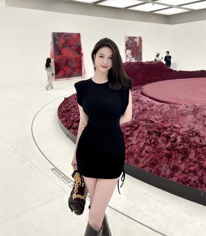 [yhpi] pure desire round neck drawstring dress 2773\jj